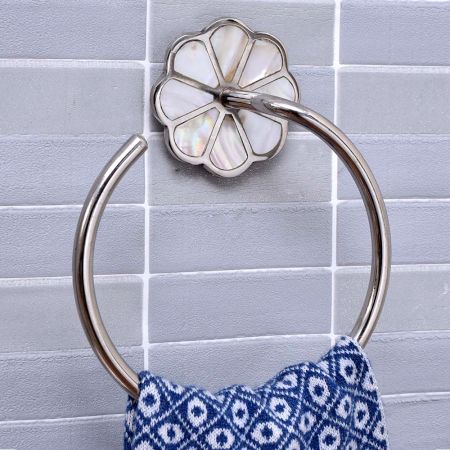 Silver Brass Mother Of Pearl Towel Ring